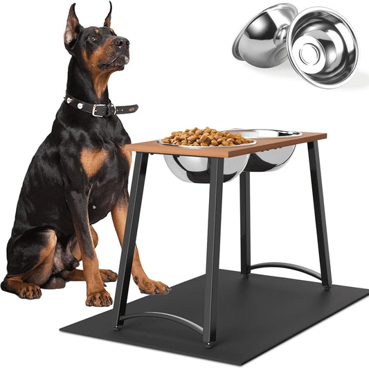 Elevated Dog Bowls for Large Dogs with Spill Proof Mat