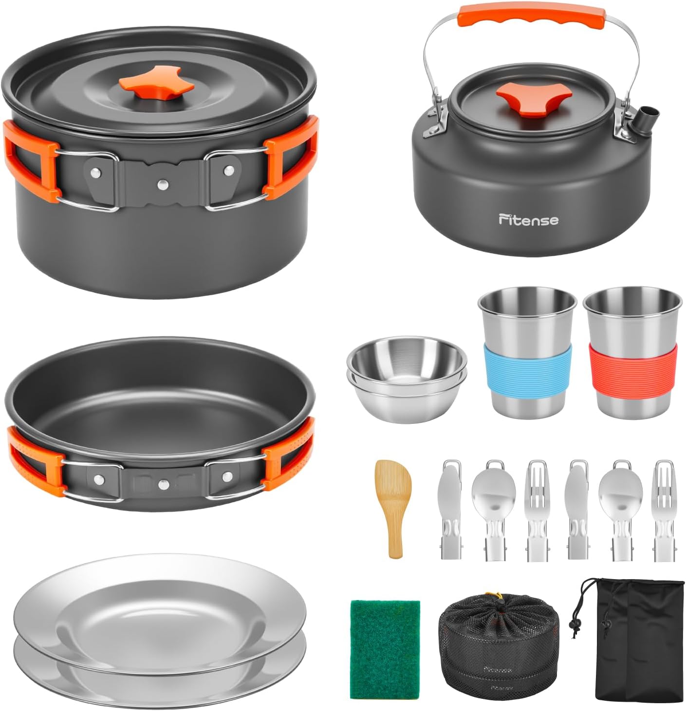 22Pcs Camping Cookware Mess Kit for 2 - Lightweight Kitchen Set