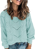 Dokotoo Womens Crewneck Hollow Cable Knit Pullover - Cute Loose Fit is