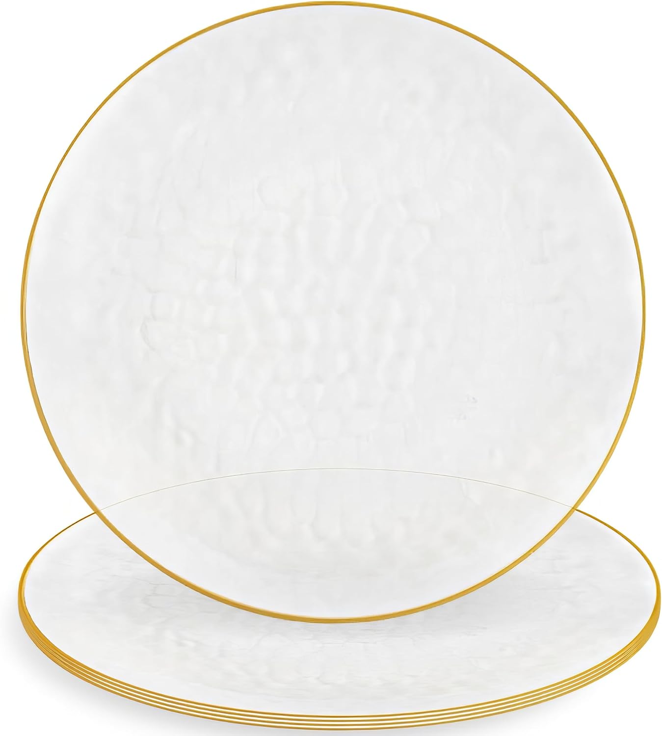 Gold Rim Hammered Charger Plates - Elegant Disposable Plastic - Perfect for Events