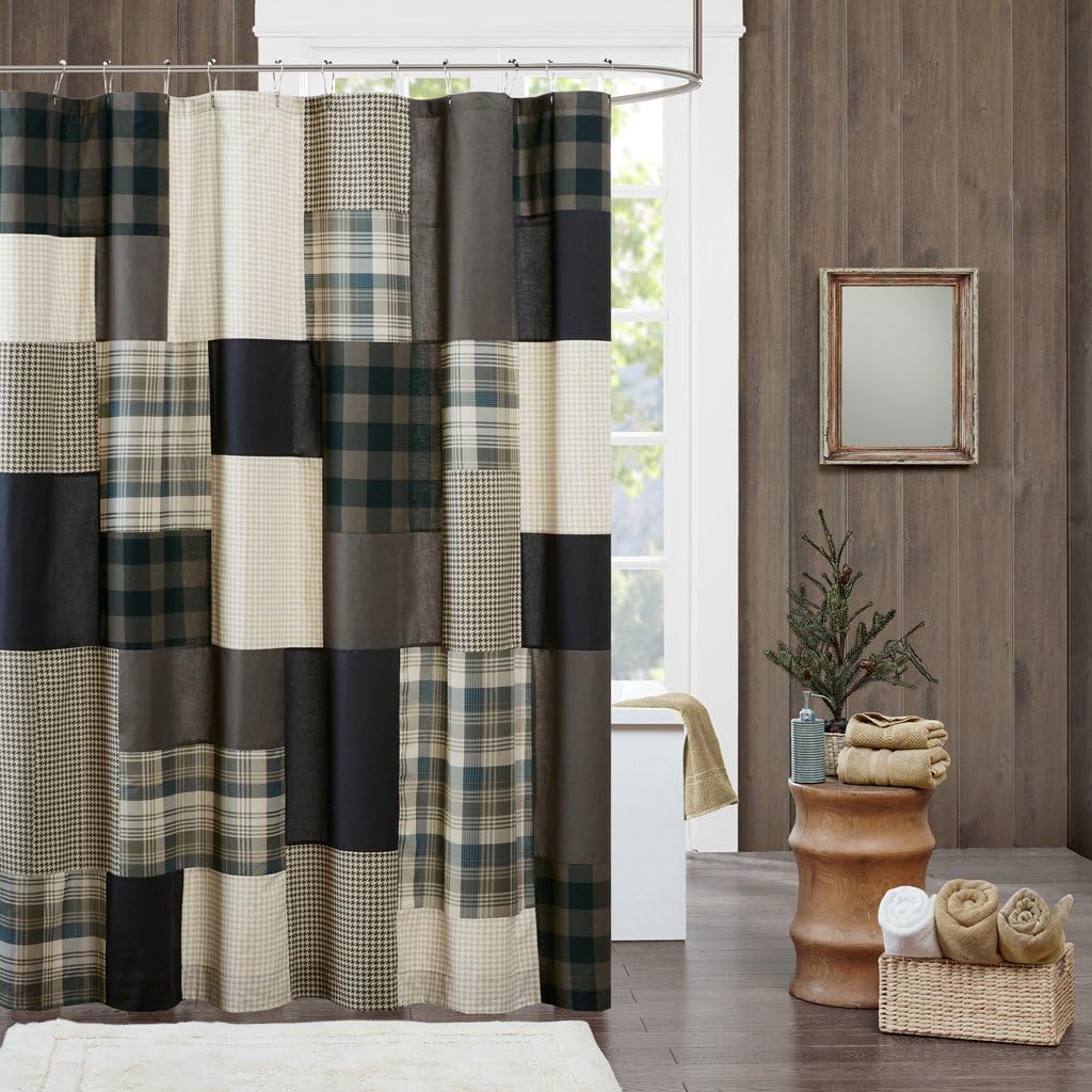 Warm up your bathroom with Woolrich Plaid Shower Curtain!