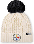 FOCO NFL Womens Team Logo Cable Knit Pom Beanie - Classic Fit