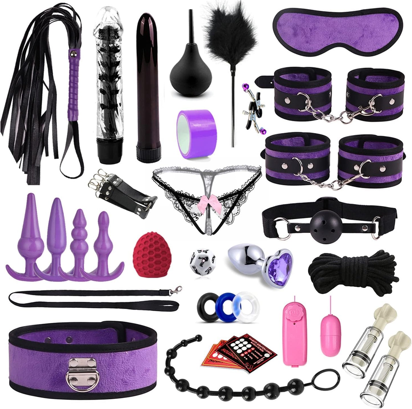 BDSM Leather Sex Toys Kit for Couples - 33PCS Bondage Set