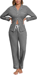 100% Cotton Pajamas for Women Long Sleeve Set - Soft Button-Down PJs