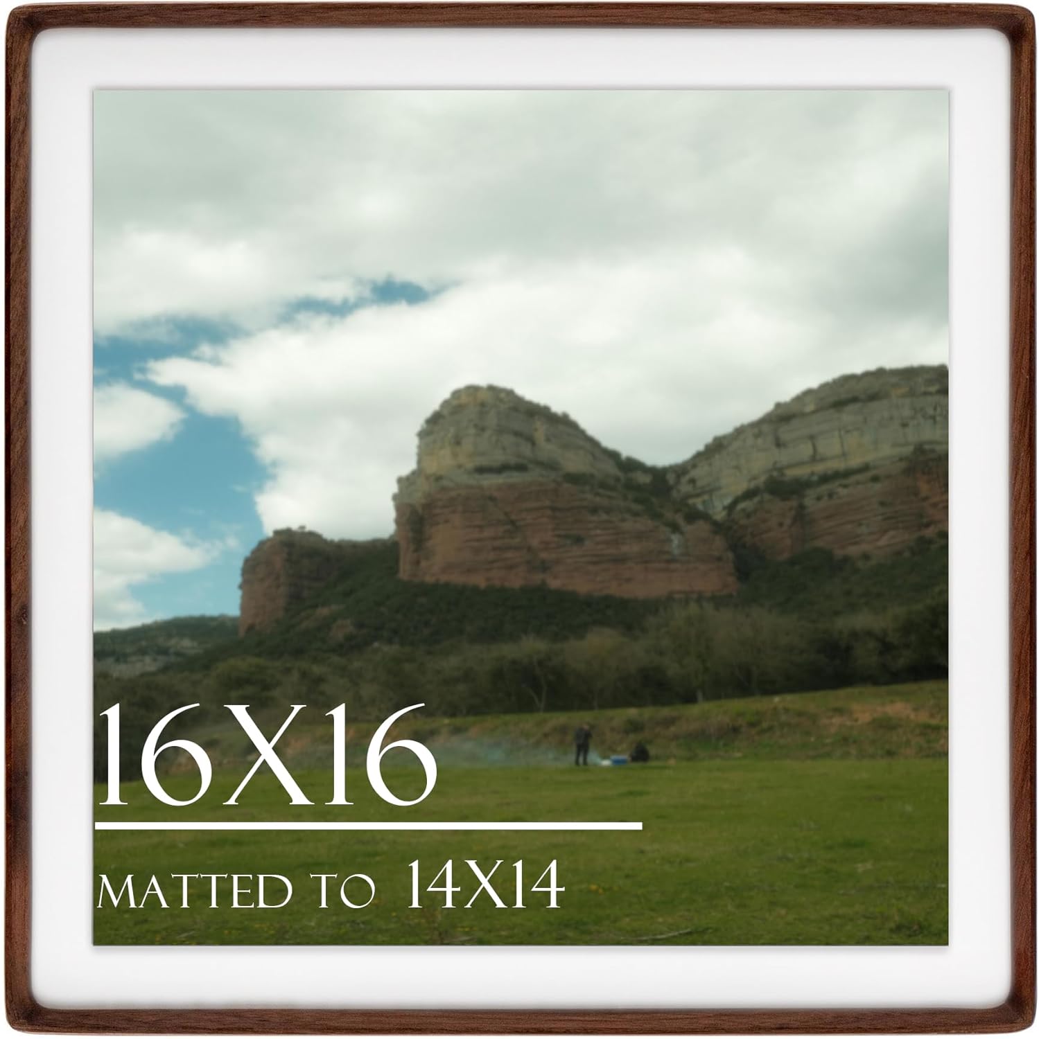 16x16 Square Picture Frame in Natural Walnut Wood for Gallery