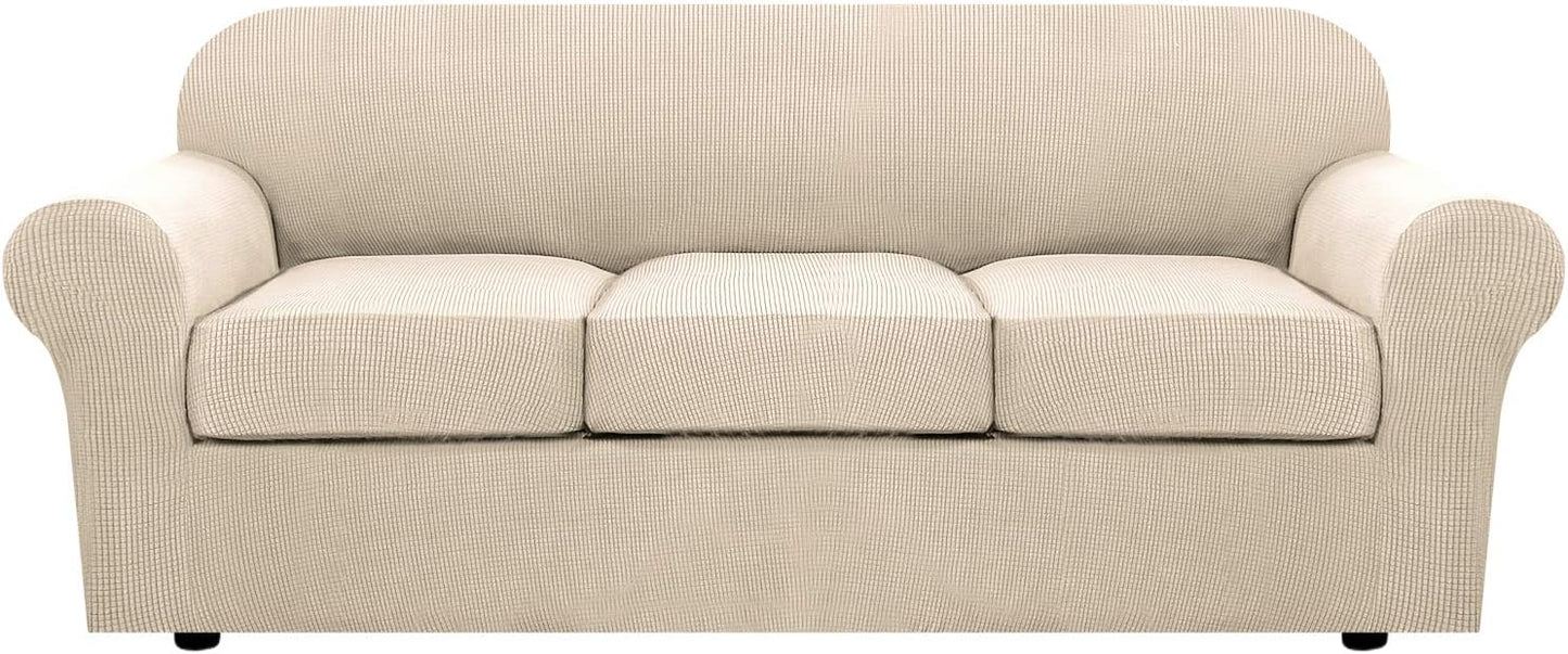 H.VERSAILTEX 4 Piece Stretch Couch Covers for 3 Cushion Sofa