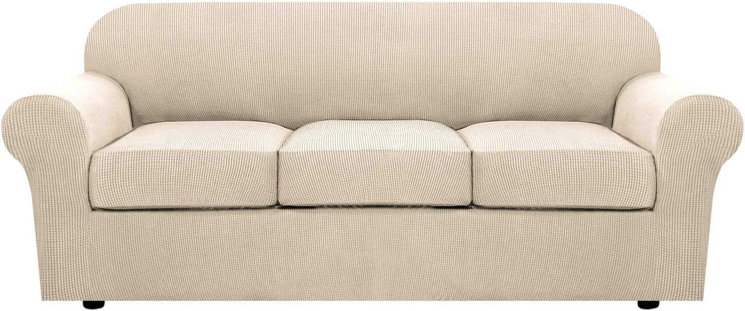 H.VERSAILTEX 4 Piece Stretch Couch Covers for 3 Cushion Sofa