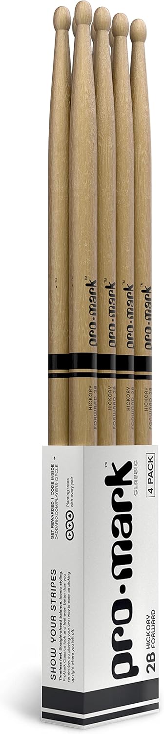 ProMark Classic Forward 2B Drumsticks for Warm Tone and Durability