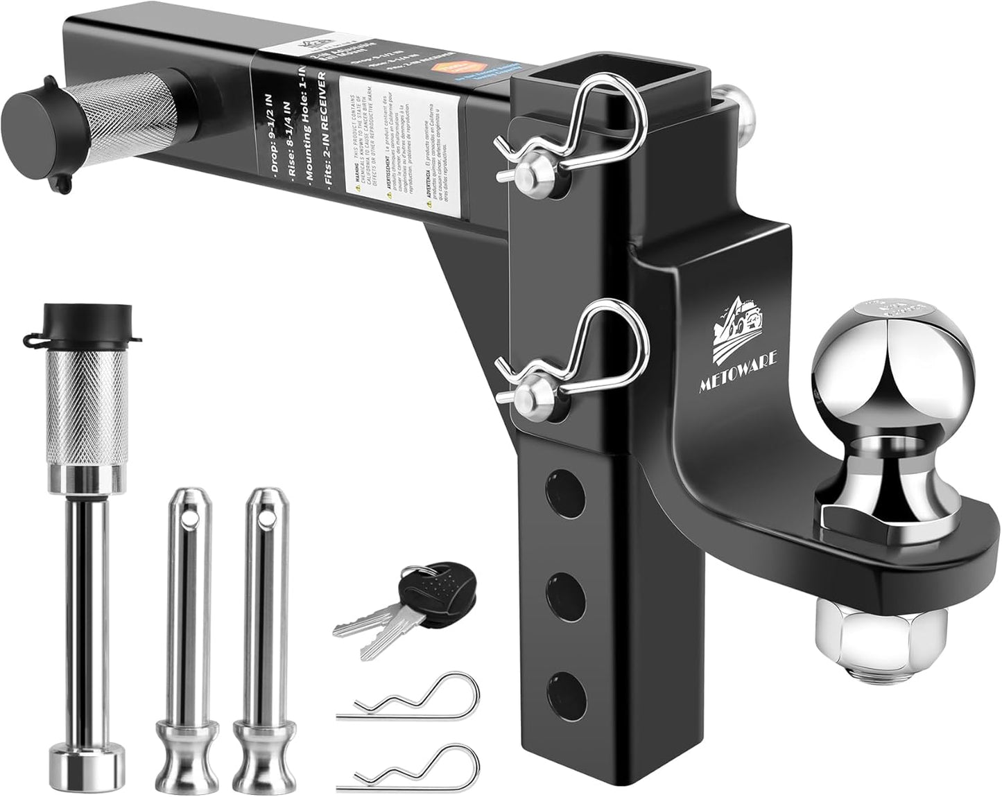 METOWARE Adjustable Trailer Hitch Ball Mount for 2in Towing