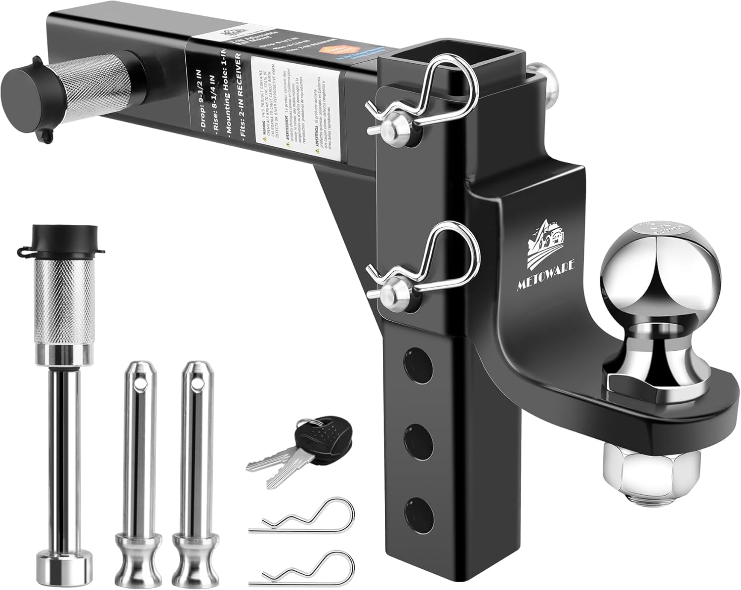 METOWARE Adjustable Trailer Hitch Ball Mount for 2in Towing