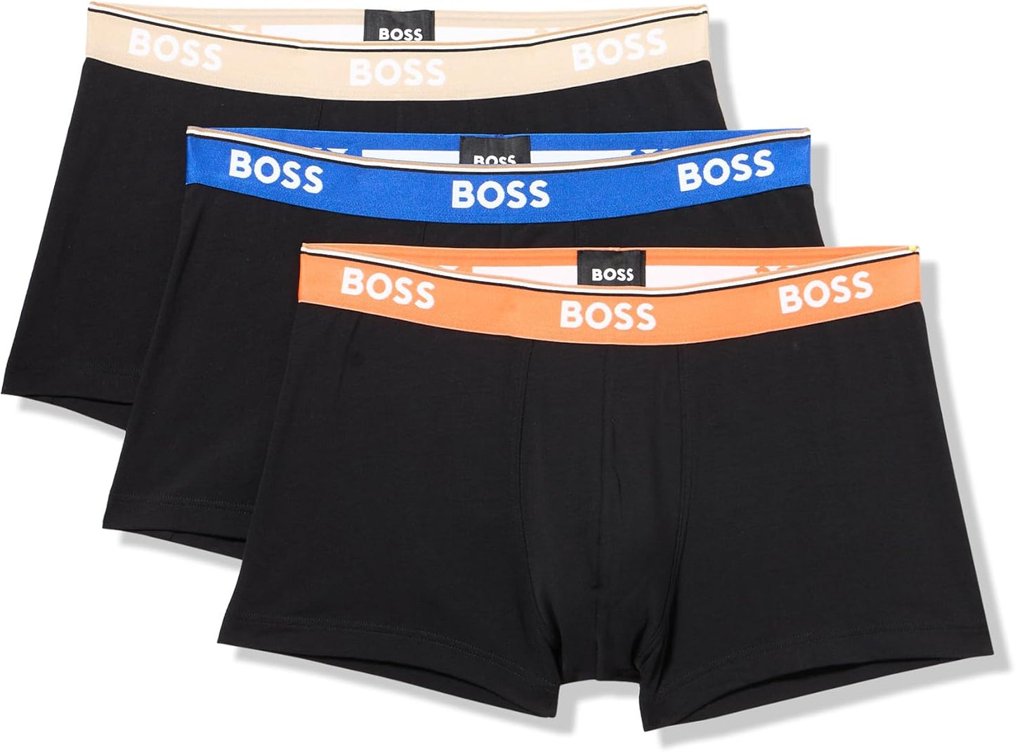 BOSS Men's 3-Pack Multi Color Bold Logo Trunks for Comfort