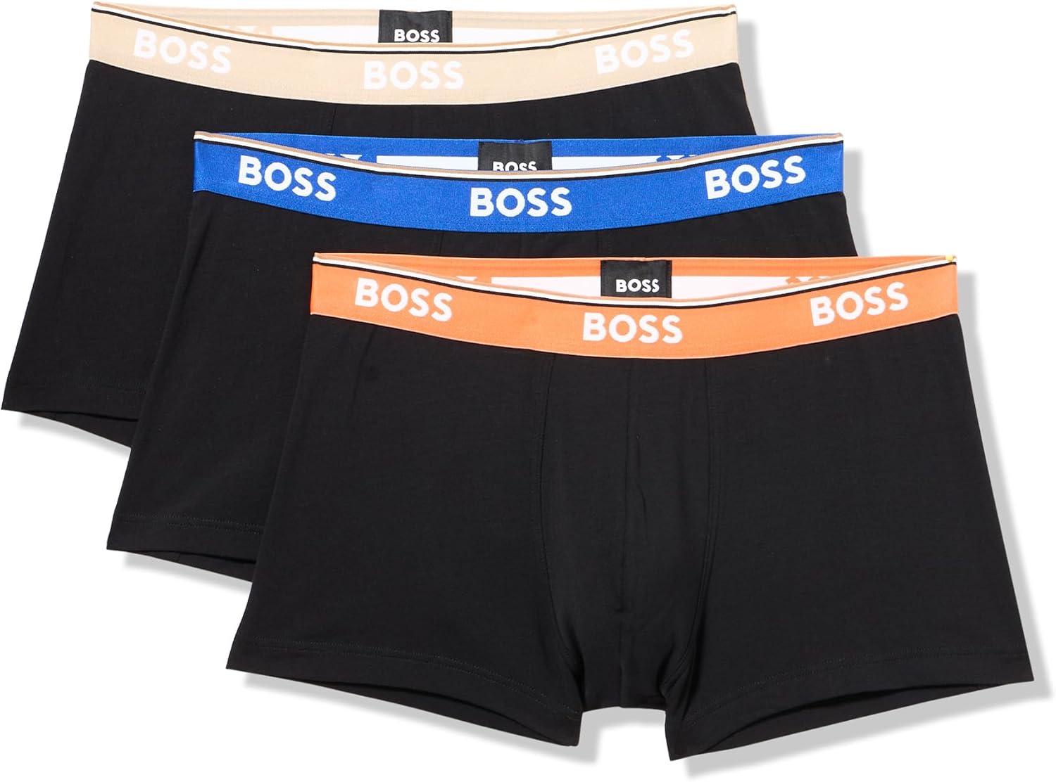 BOSS Men's 3-Pack Multi Color Bold Logo Trunks for Comfort