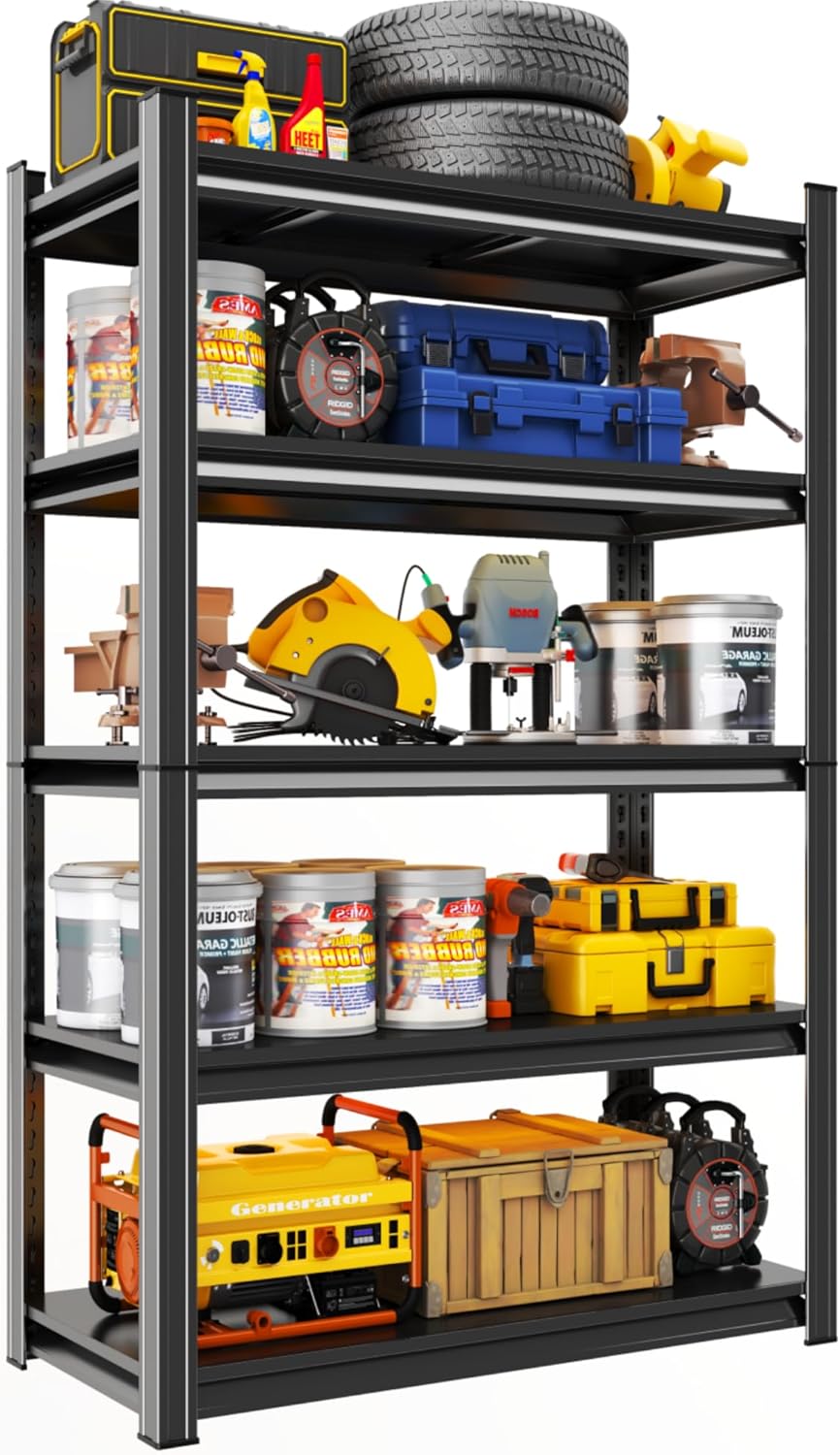 Heavy Duty 5-Tier Adjustable Metal Garage Shelving Unit for Storage
