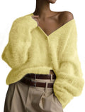 Womens Fuzzy Mohair Cardigan by COZYPOIN for Trendy Comfort