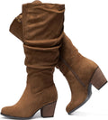 Luoika Women's Extra Wide Calf Knee High Boots - Low Stacked Heel