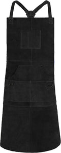 QeeLink Leather Welding Apron with 6 Pockets - Heavy Duty Protection