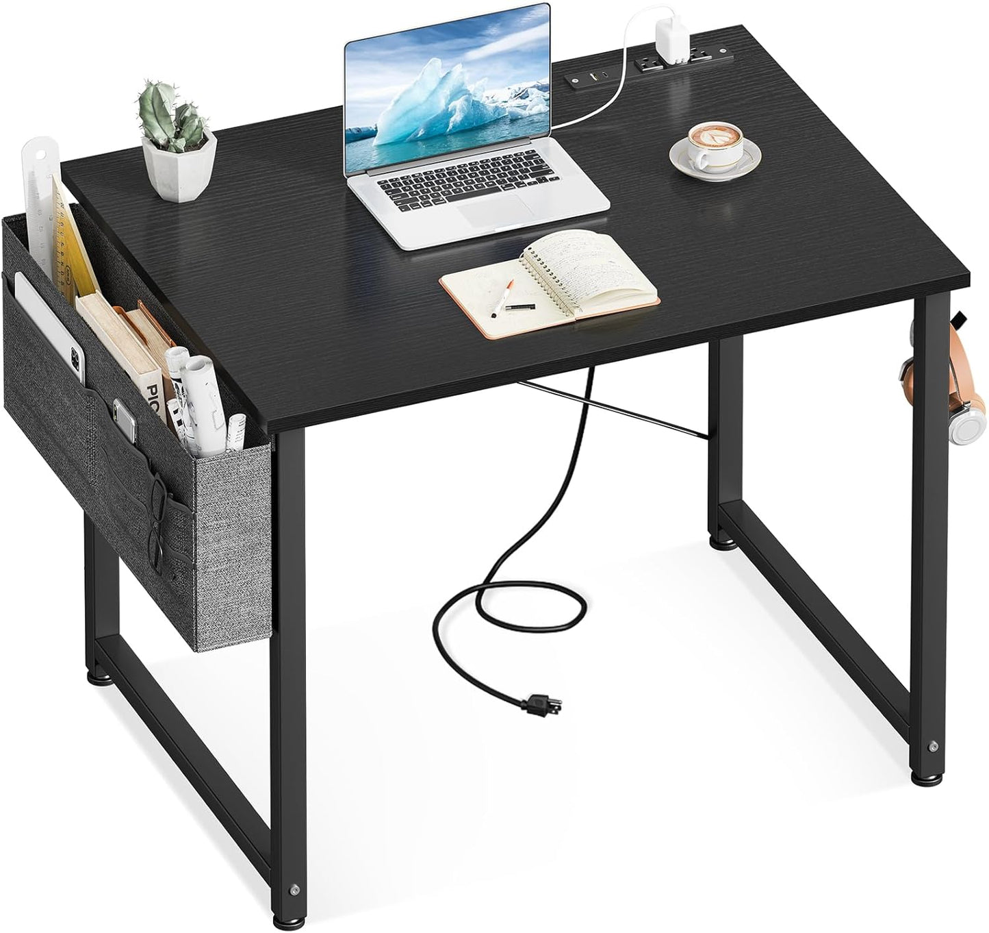 ODK Computer Desk - 32 Inch Modern Writing Desk with Power Outlets