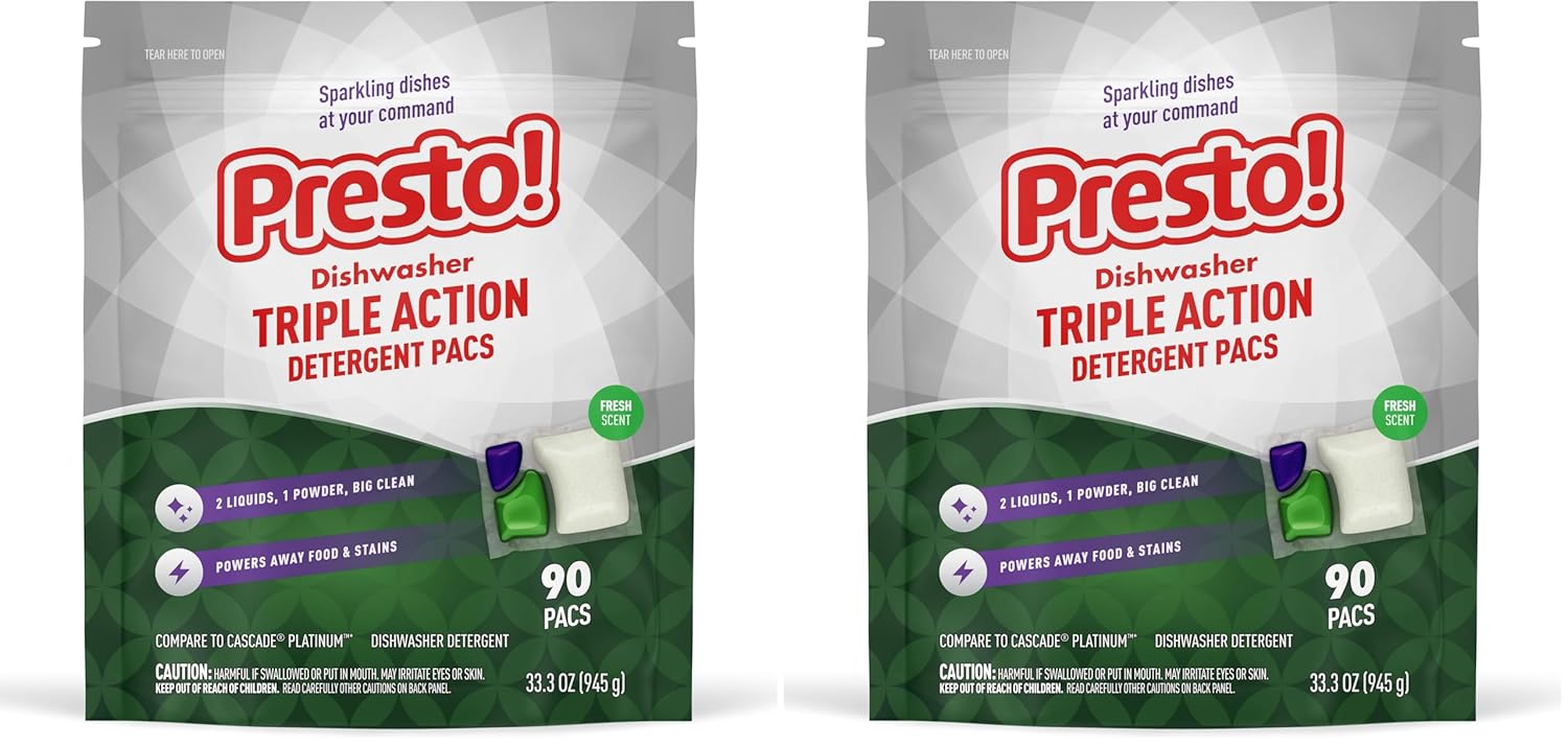 Presto! Triple Action Dishwasher Pacs for Powerful Cleaning