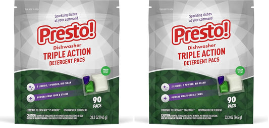 Presto! Triple Action Dishwasher Pacs for Powerful Cleaning