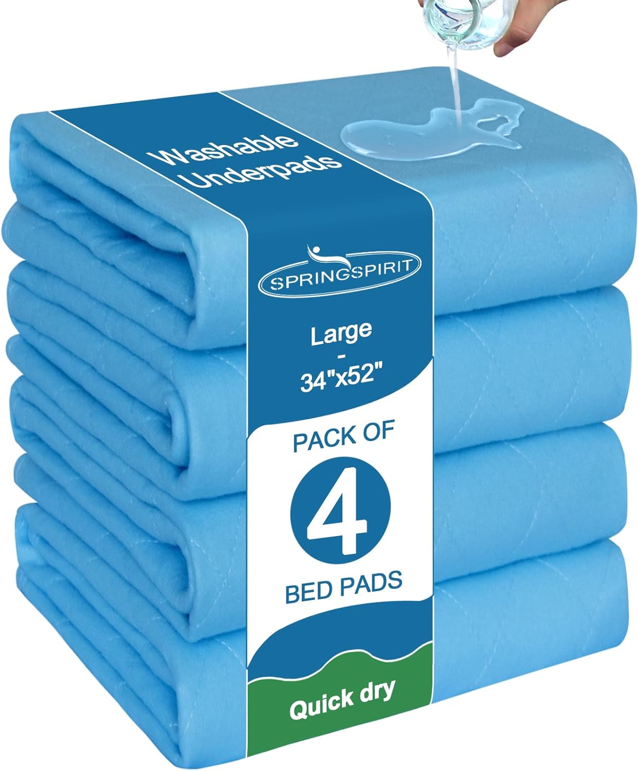 Washable Waterproof Bed Pads for Incontinence and Pets, 4 Pack