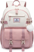 LOVEVOOK Pink Cute School Backpack for Girls with Large Cup Holder