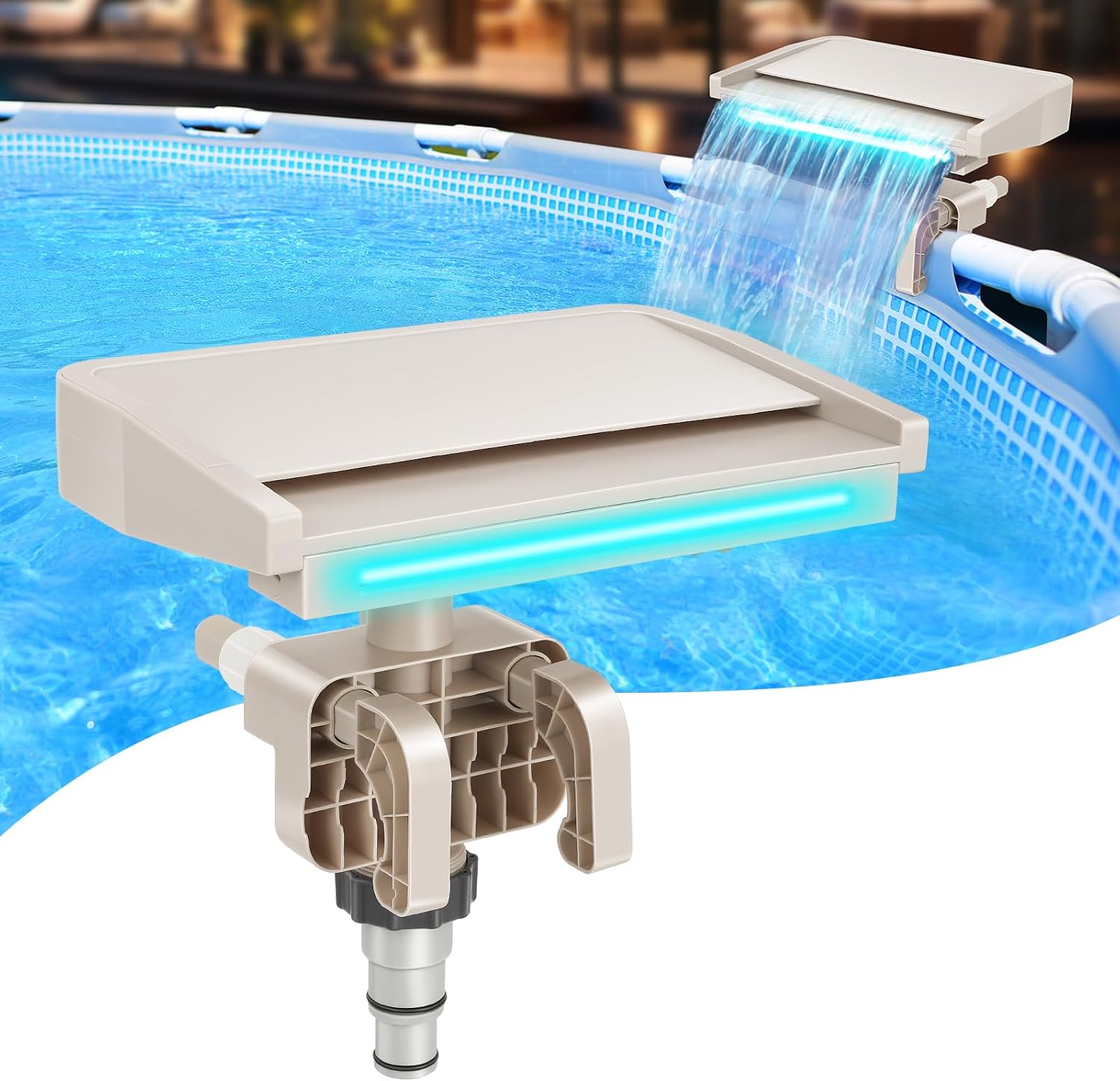 LED Pool Fountain Waterfall with 7 Color Modes for Relaxation