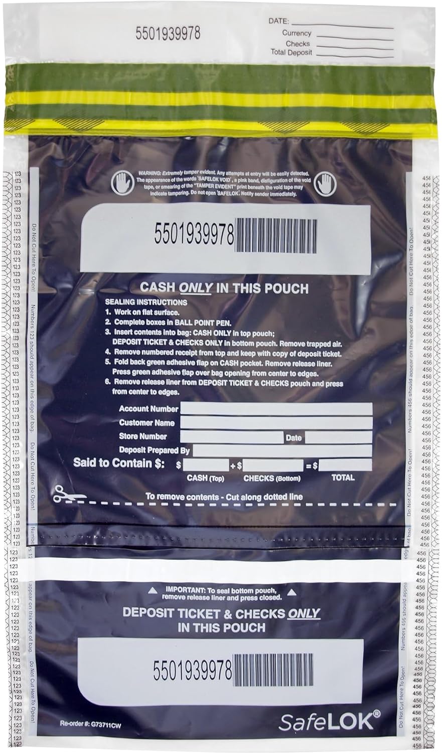 ControlTek SafeLok 10in x 15in Tamper-Evident Deposit Bags