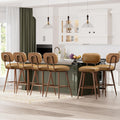 Swivel Bar Stools Set of 6 Mid Century PU Leather Counter Height
