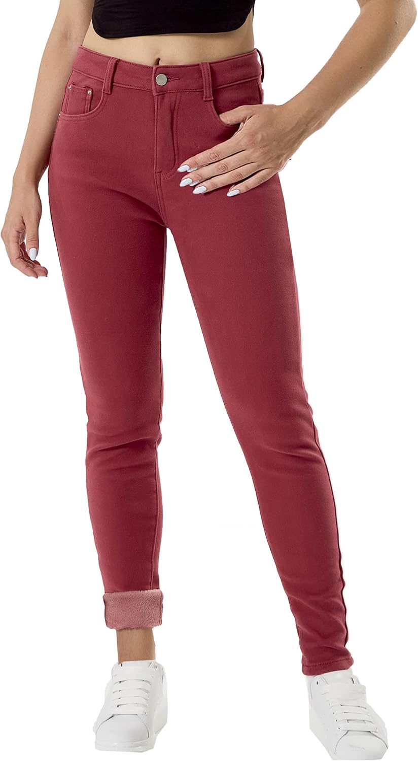 Fleece Lined Winter Jeans for Women - Thermal Thick Denim Pants