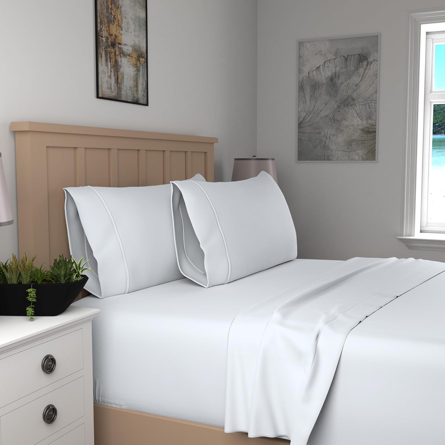 Ultra Soft King Size Bed Sheet Set with Percale Weave Comfort