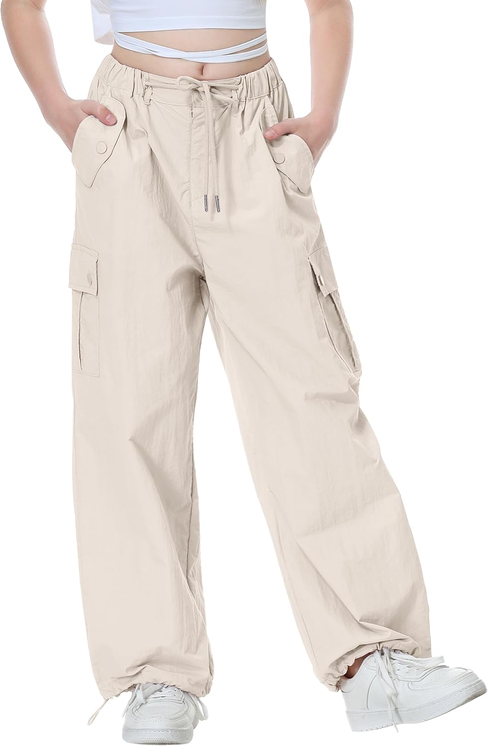 Rolanko Y2K Parachute Pants for Girls - Trendy Cargo Trousers
