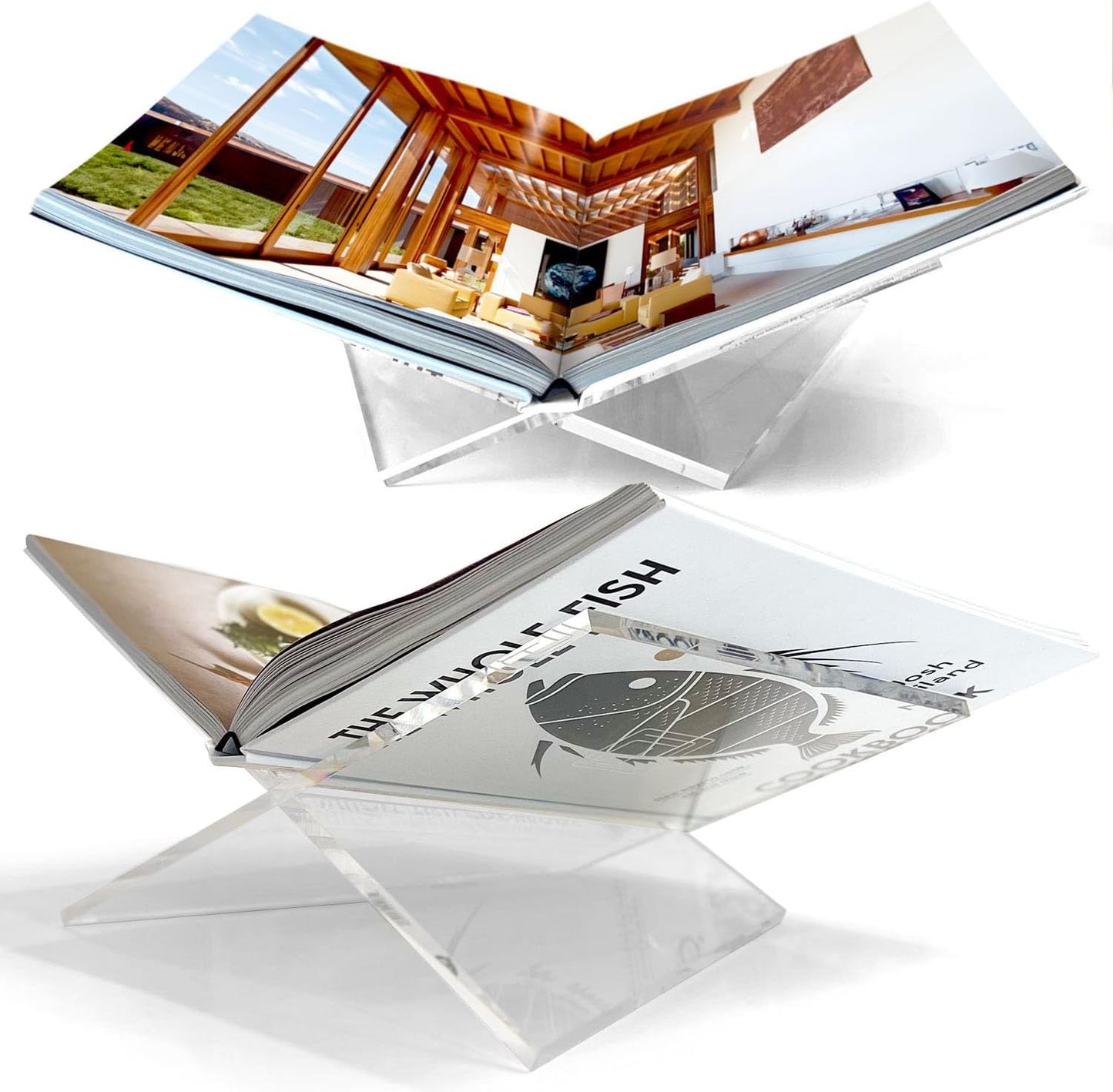 Large Clear Acrylic Book Stand for Displaying Cookbooks and More