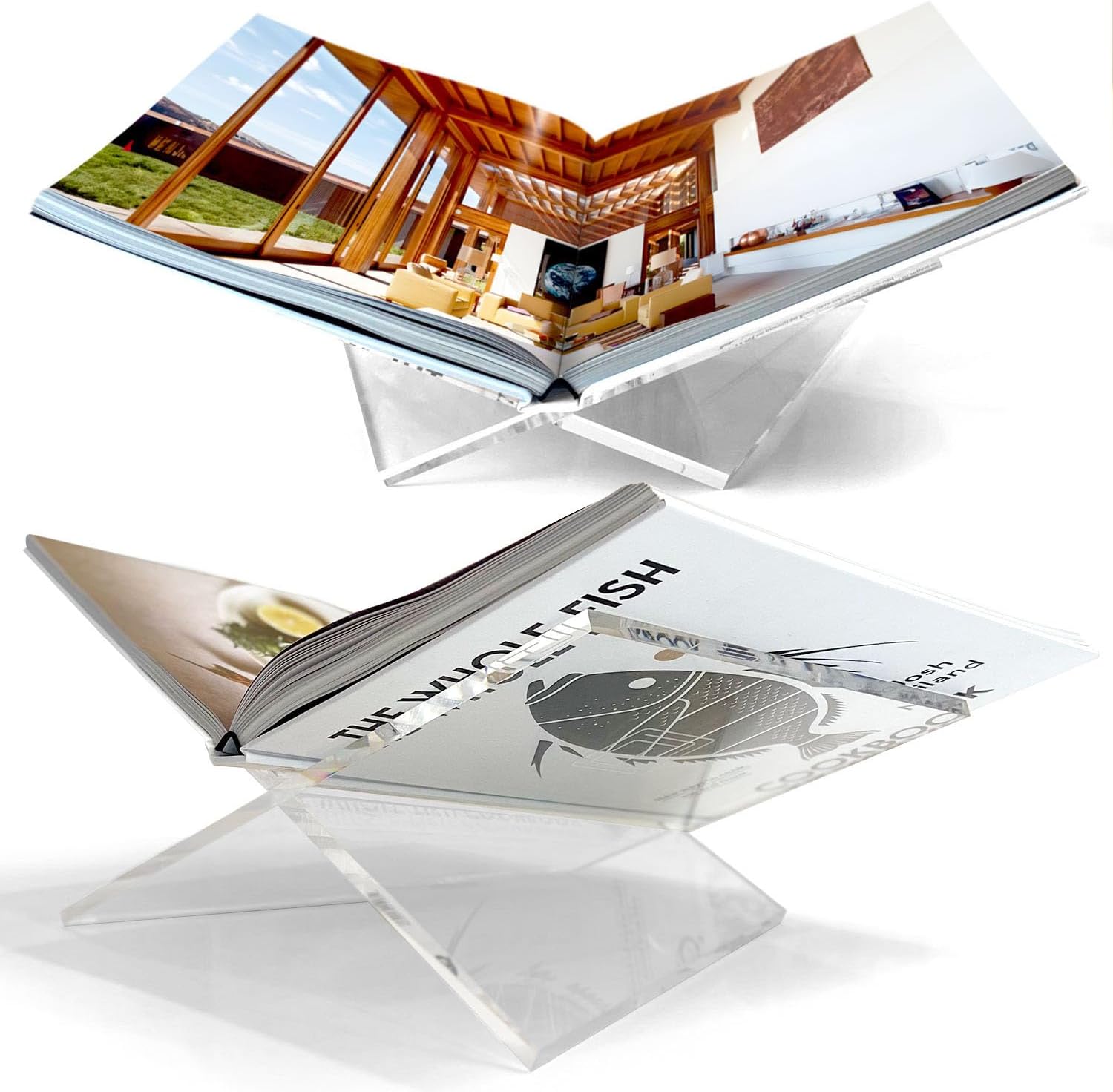 Large Clear Acrylic Book Stand for Displaying Cookbooks and More