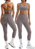 OMKAGI 2 Piece Workout Set Halter Sports Bra and Scrunch Leggings Top