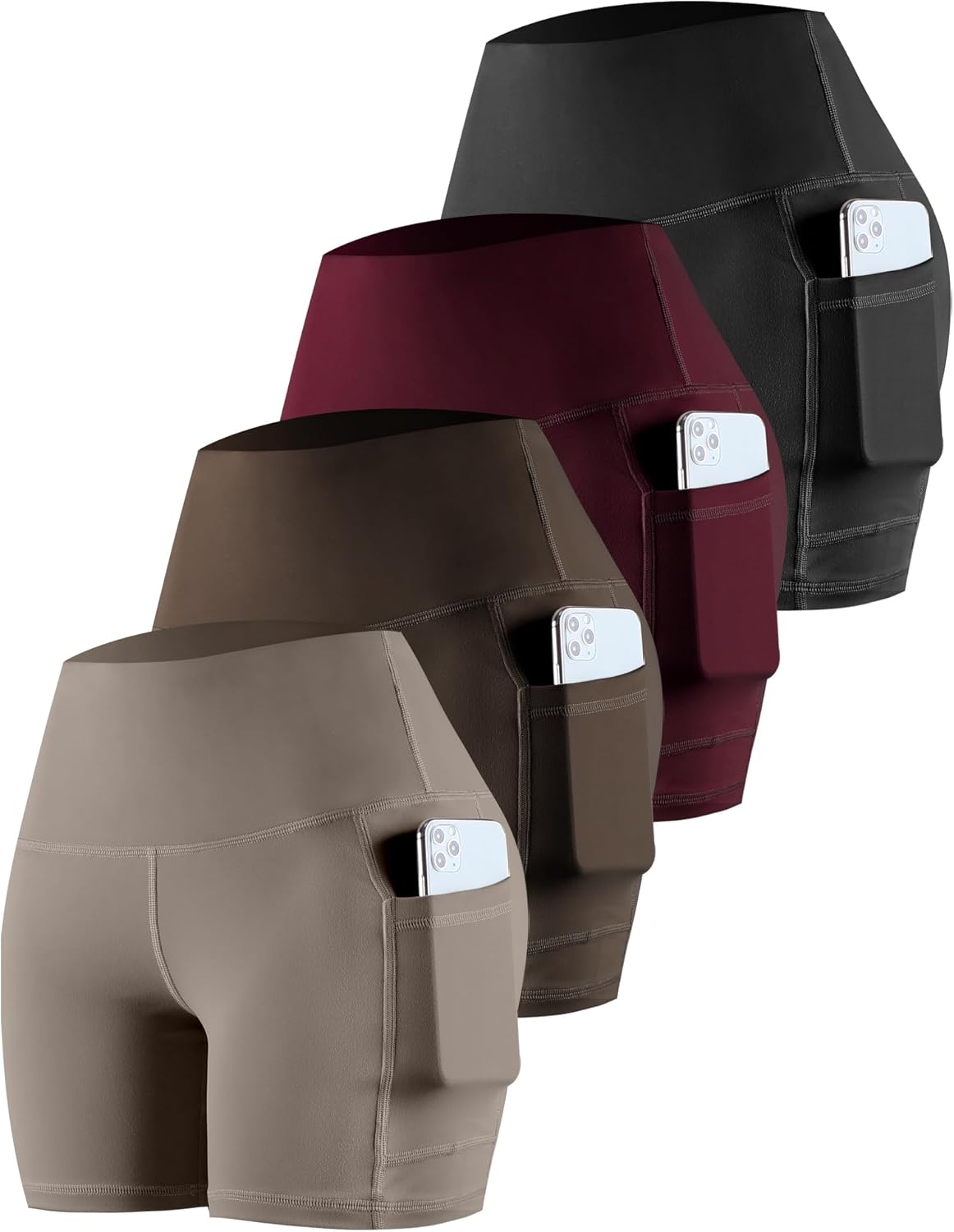 CHRLEISURE Womens Biker Yoga Shorts with Pockets for Comfort