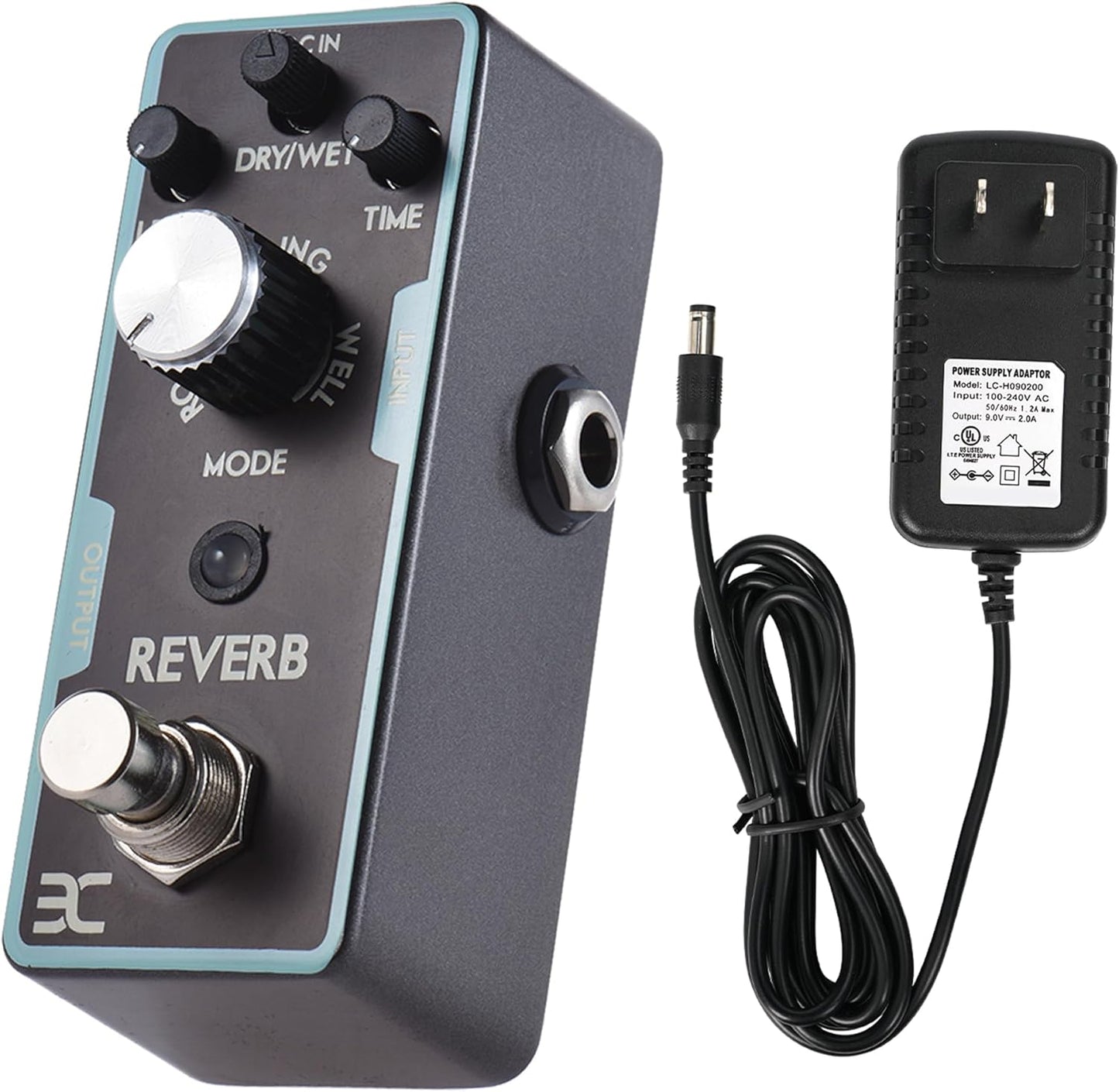 EX Mini Digital Reverb Pedal with 9V Power Supply Adapter Pack