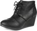 DREAM PAIRS Women's Wedge Boots Casual Lace Up Low Heel