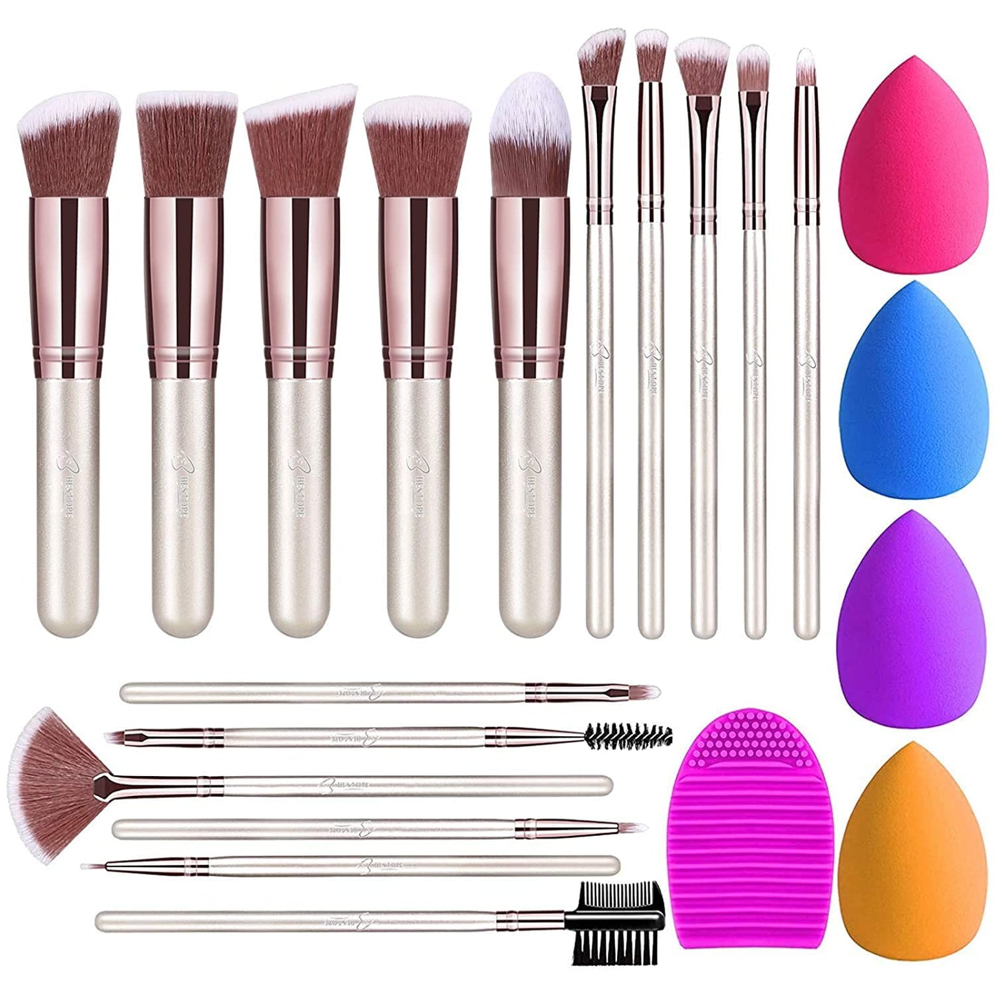 Pro Makeup Brush Set + Blender Sponges Kit | BESTOPE