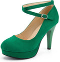 Women's Platform High Heels Closed Toe Pumps with Cross Ankle Strap