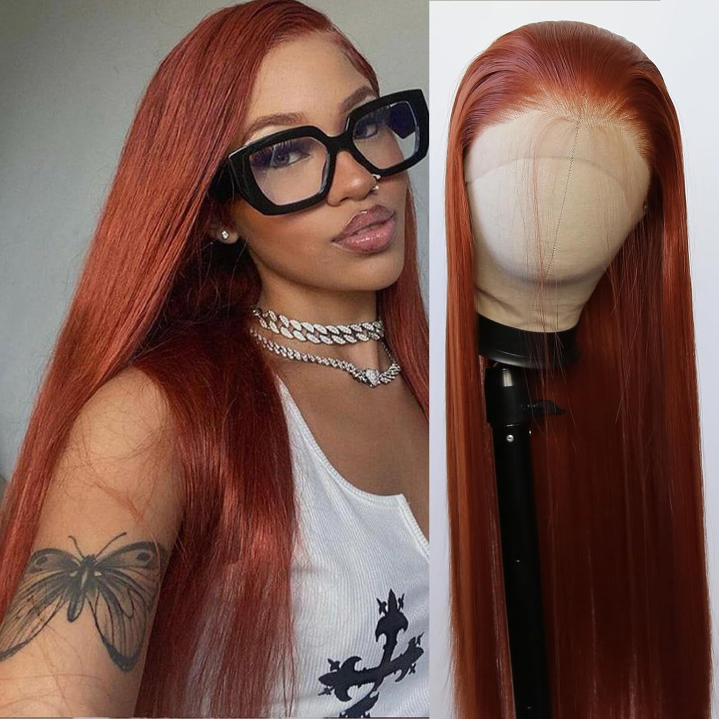 Ginger Brown Synthetic Lace Front Wig for Fashion Women