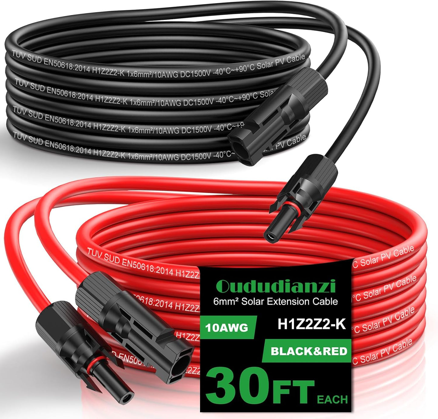 Oududianzi 30Ft 10AWG Solar Extension Cable for Reliable Power