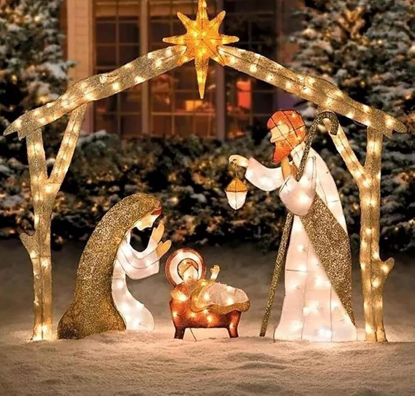5FT Lighted Outdoor Nativity Scene with 175 LED Lights for Christmas