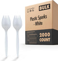 Disposable Sporks 2000 Pack White BPA Free Heavy Weight - Durable