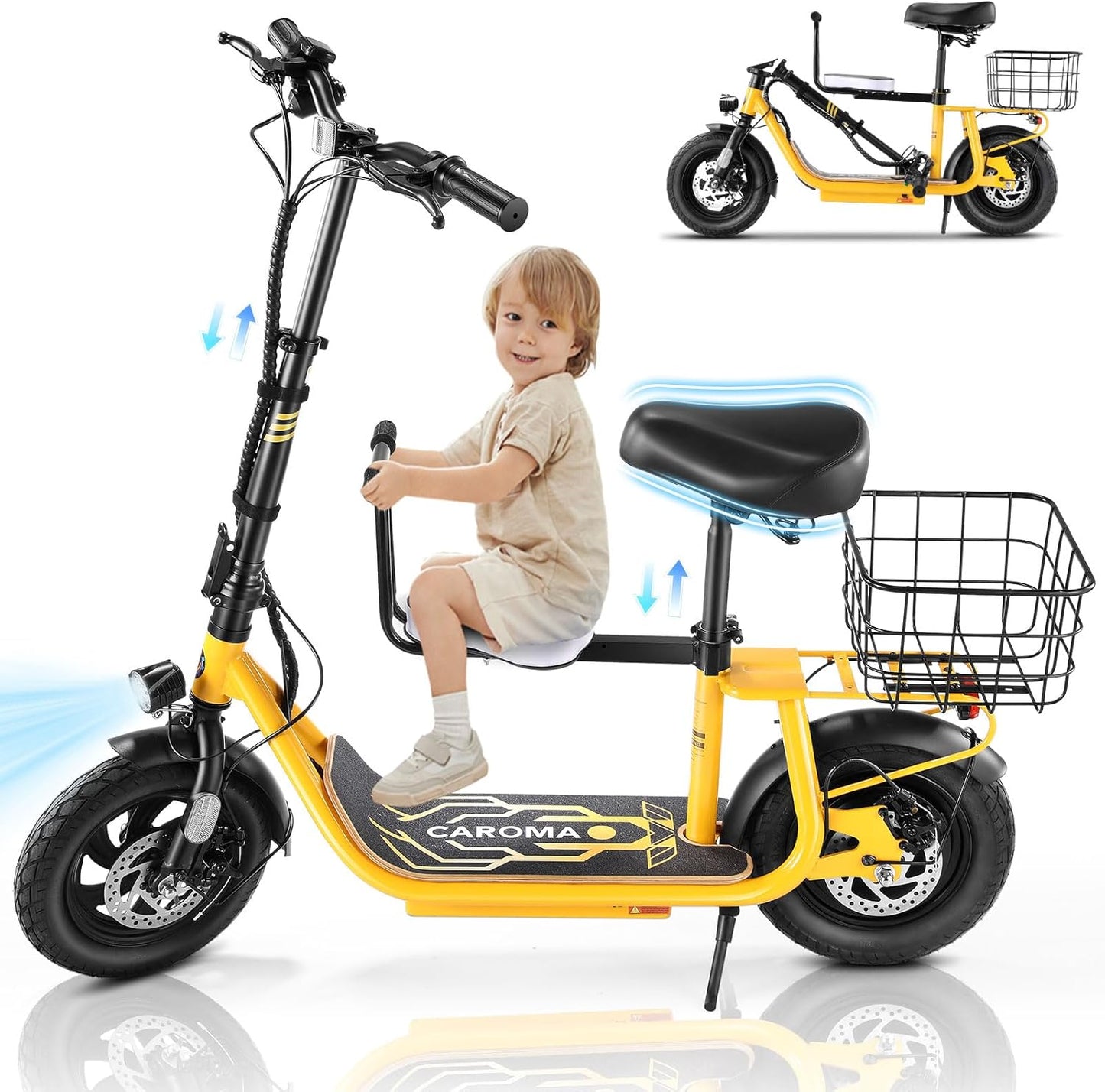 Caroma 1200W Peak Electric Scooter with Seat for Adults & Teens