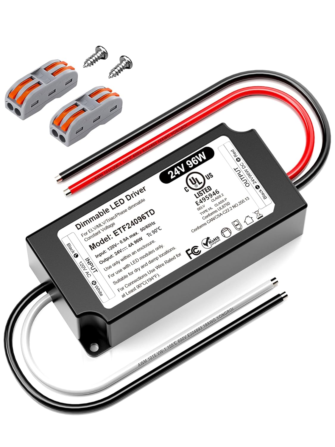 96W 24V Dimmable LED Driver for Smooth Flicker Free Dimming
