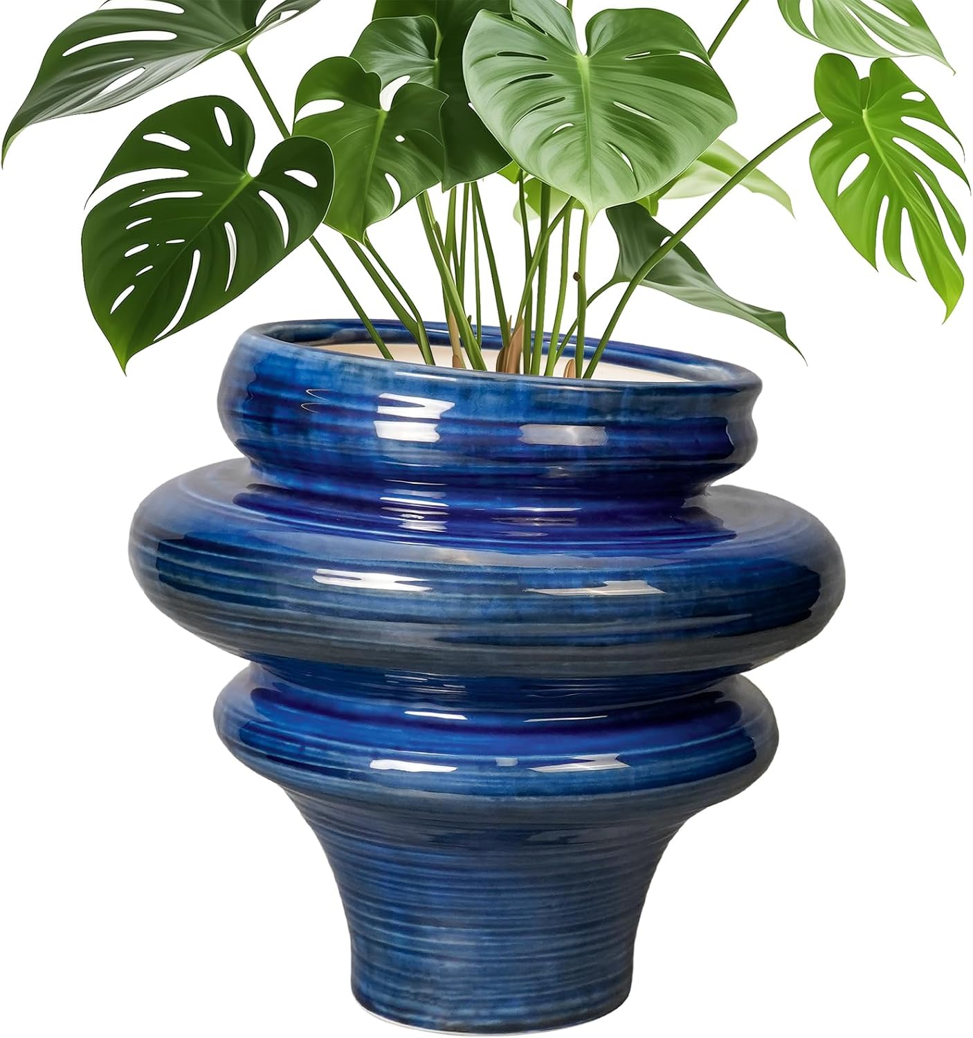 Unique 11 Inch Ceramic Pots for Plants with Drainage Hole