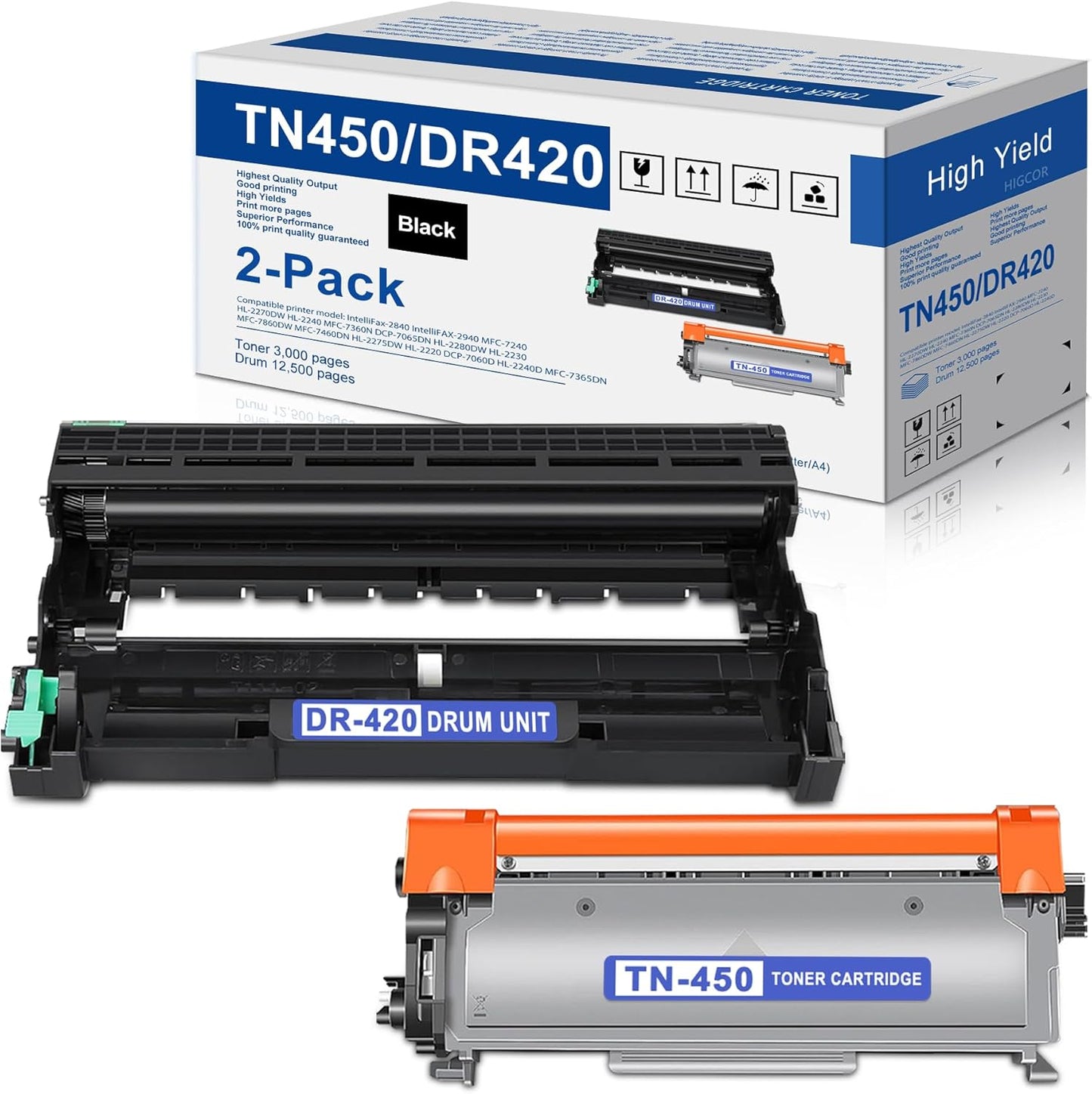 TN450 Toner Cartridge and DR420 Drum Unit for Brother Printers