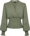 Scarlet Darkness Women's Renaissance Peasant Blouse V Neck Lantern fit
