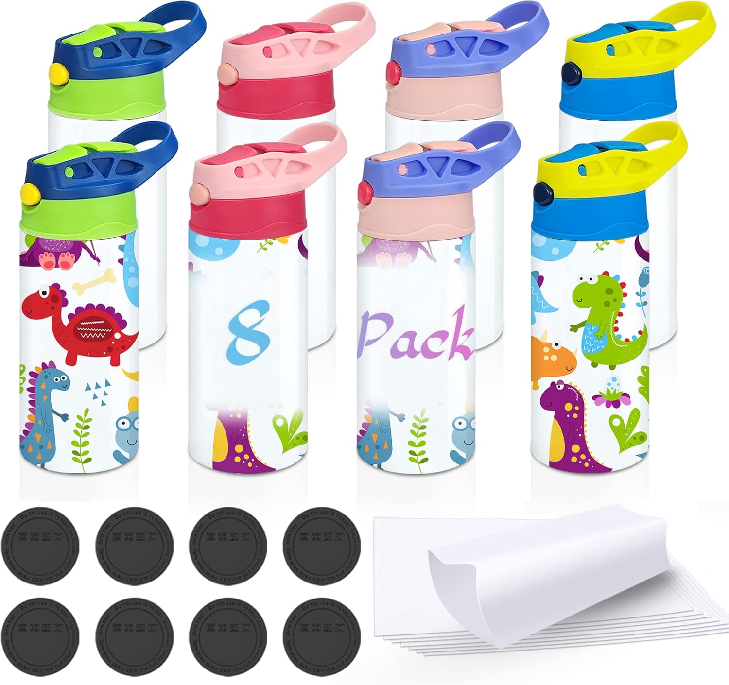 Kids Sublimation Tumbler 12oz Stainless Steel Sippy Cup Set