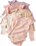 Ashley 5-Pack Long Sleeve Ruffle Shoulder Bodysuits for Baby Girls